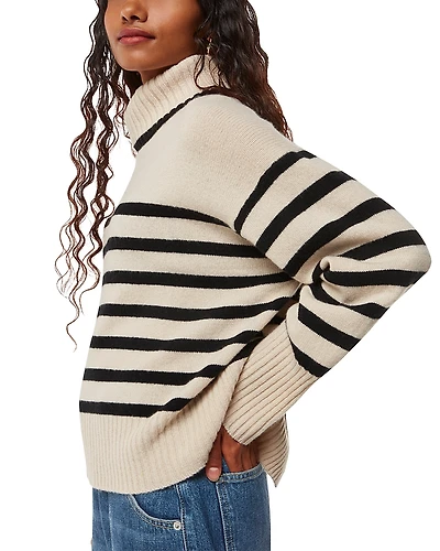 Whistles Wool Striped Turtleneck Sweater