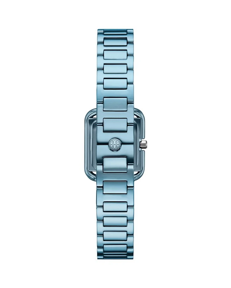 The Kira Square Small Three Hand Blue Stainless Steel Watch, 18mm x 18mm