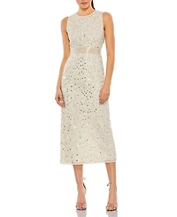 Geometric Embellished Sleeveless A Line Dress