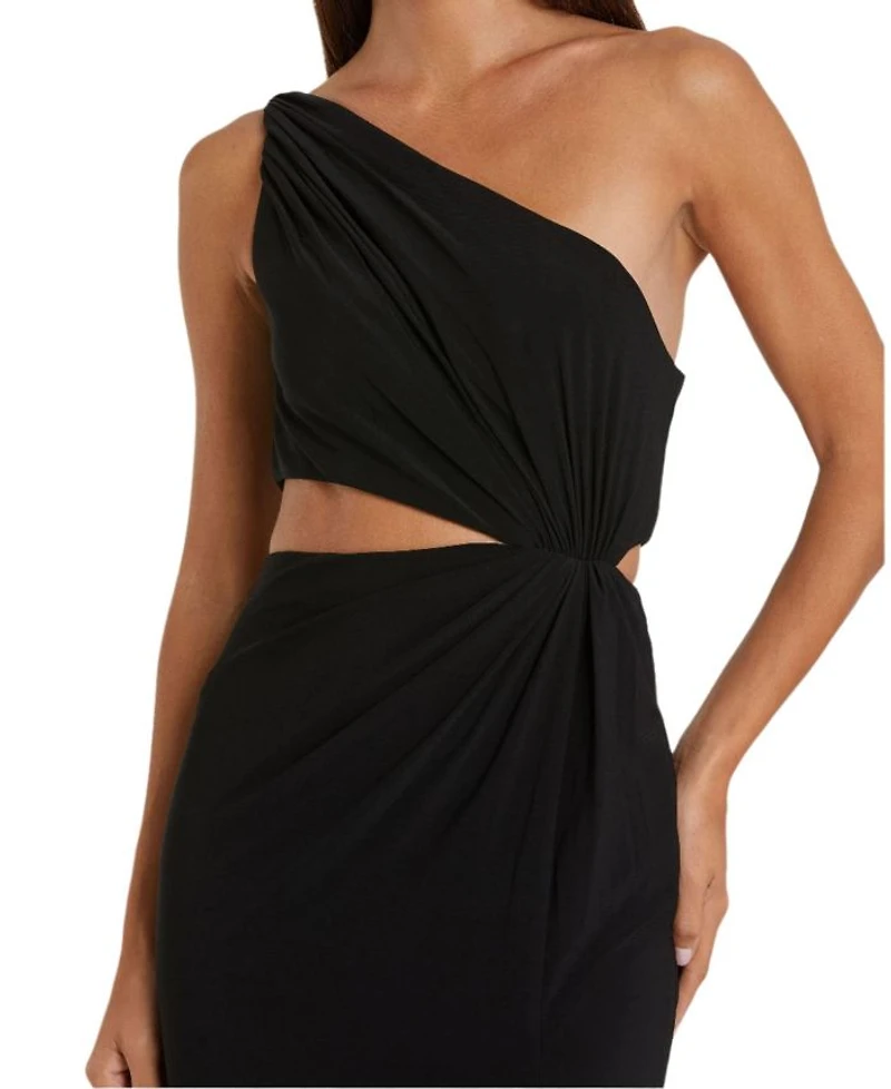 One Shoulder Ruched Cut Out Jersey Gown