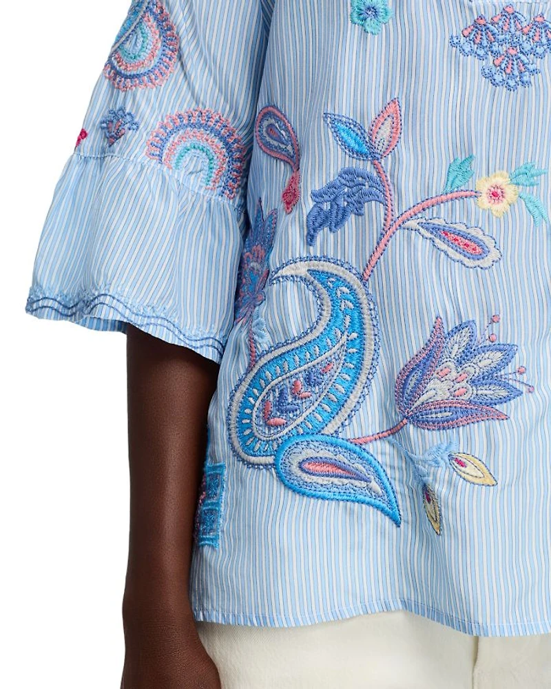 Silk Ruffle Sleeve Blouse