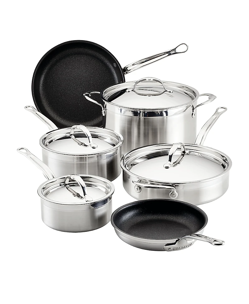 ProBond Forged 10-Piece Professional Clad Stainless Steel Cookware Set with Titum Nonstick