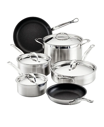 ProBond Forged 10-Piece Professional Clad Stainless Steel Cookware Set with Titum Nonstick