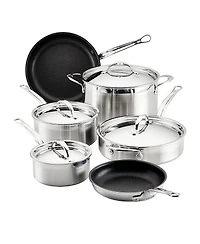 ProBond Forged 10-Piece Professional Clad Stainless Steel Cookware Set with Titum Nonstick