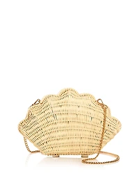 Aqua Shell Wicker Clutch - Exclusive