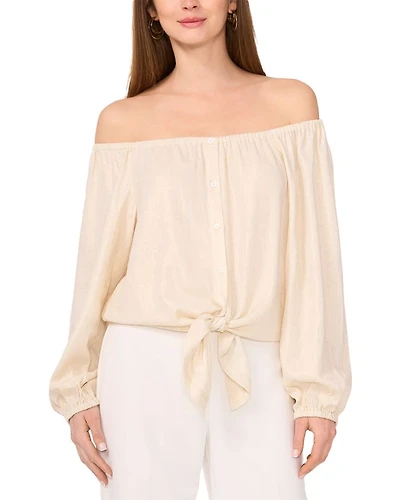 Off The Shoulder Tie Hem Top