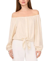 Off The Shoulder Tie Hem Top