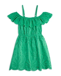 Girls' Off-Shoulder Eyelet Scalloped Dress, Little Kid, Big Kid - Exclusive.