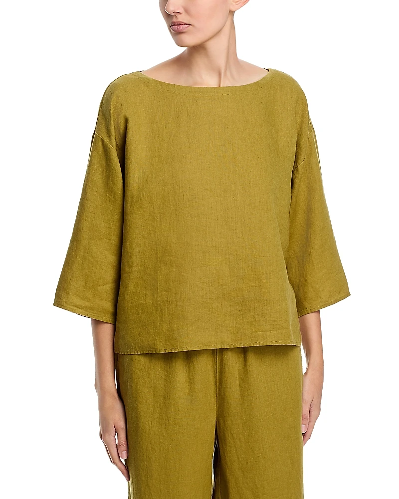 Eileen Fisher Linen Boat Neck Top