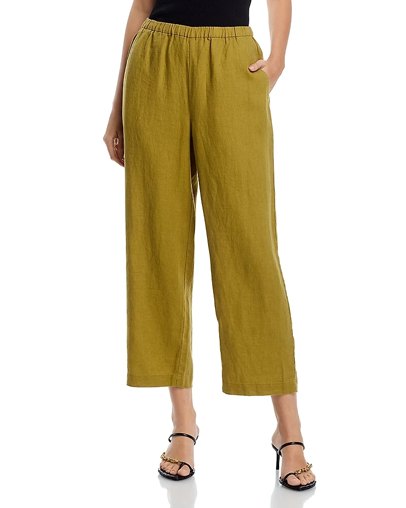 Eileen Fisher Linen Straight Leg Pull On Pants