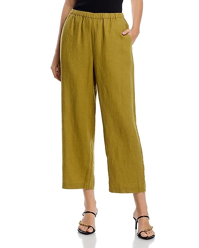 Eileen Fisher Linen Straight Leg Pull On Pants