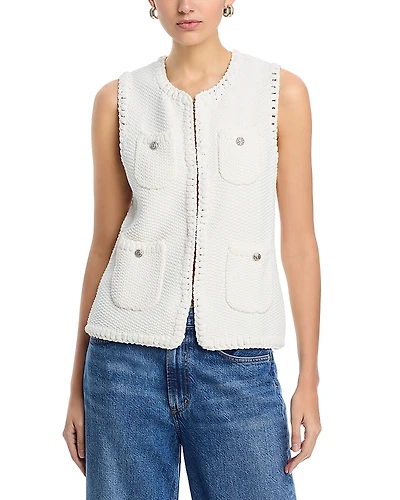 Elie Tahari Bethany Crocheted Sleeveless Sweater