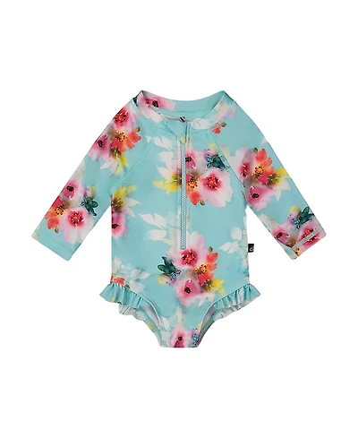Deux par Deux Girls' Printed One-Piece Rashguard with Frills - Baby
