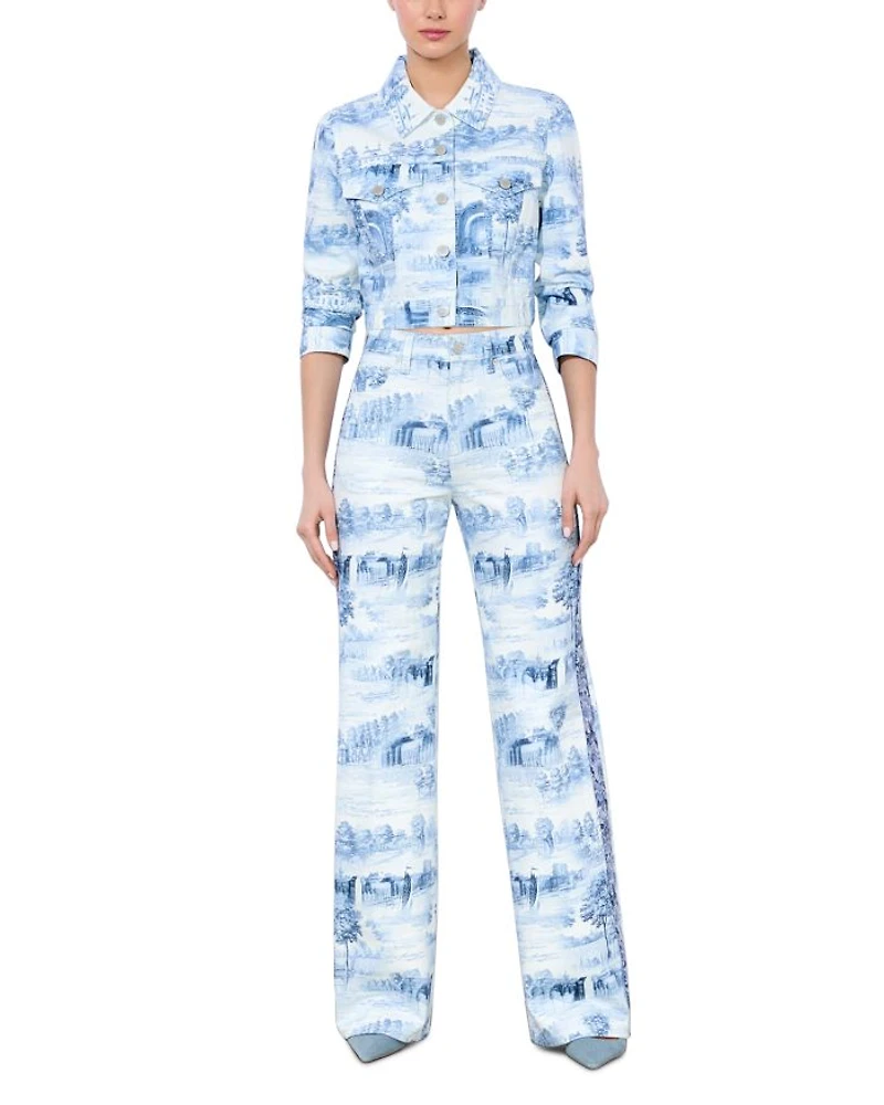 Weezy Printed High Rise Wide Leg Jeans Chateau