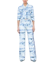 Weezy Printed High Rise Wide Leg Jeans Chateau