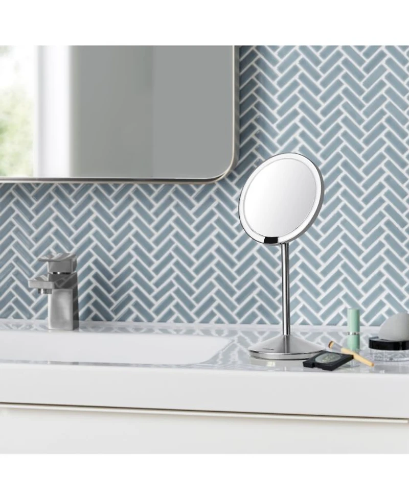 5" Sensor Travel Makeup Mirror, 10x Magnification & Adjustable Brightness