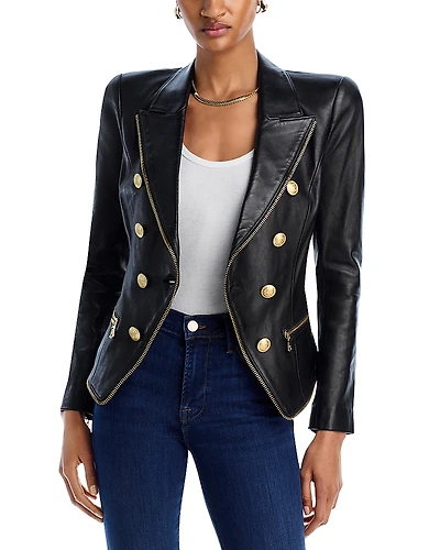 L'Agence Ottilie Leather Blazer