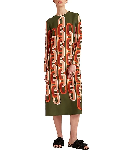 La DoubleJ Long Sleeve Midi Swing Dress