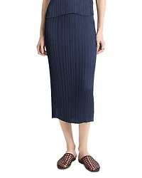 Vince Straight Pleated Midi Skirt