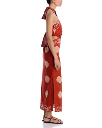 Printed Cut Out Halter Maxi Dress