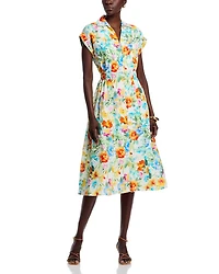 Smocked Waist Floral Print Dress