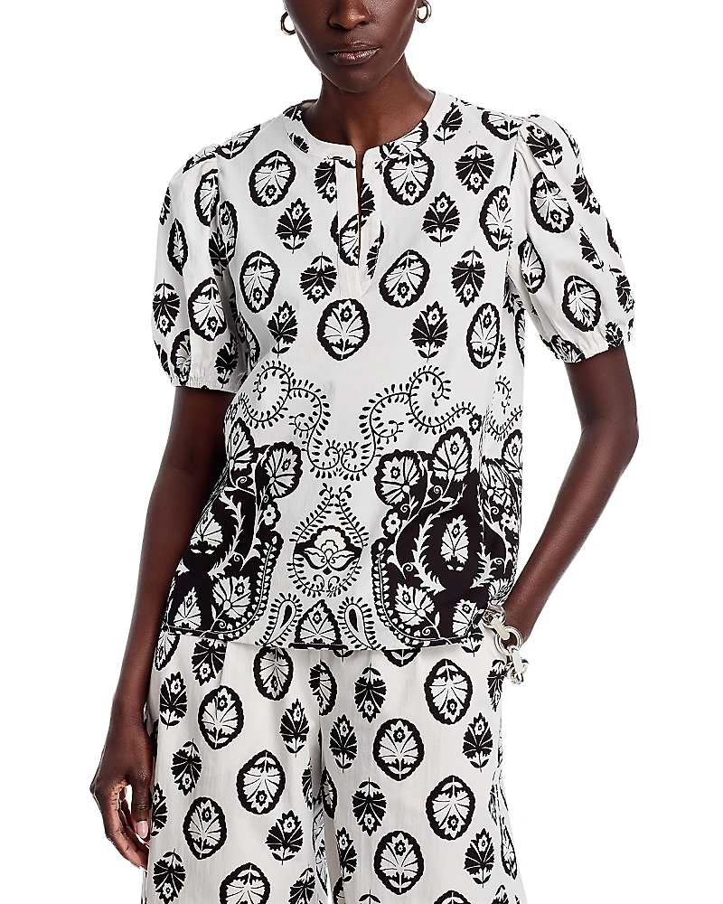 T Tahari Split Neck Blouse