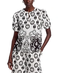 T Tahari Split Neck Blouse