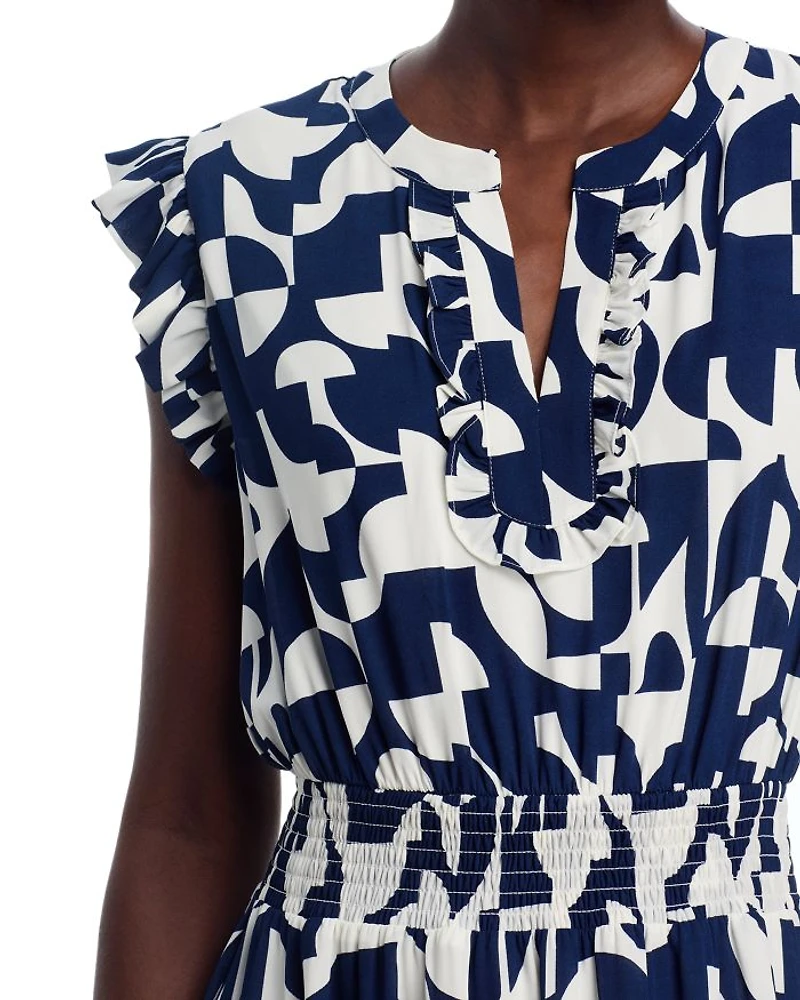 Ruffled Trim Smocked Waist Dress