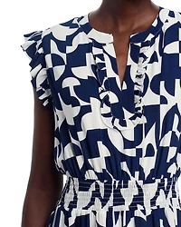 Ruffled Trim Smocked Waist Dress