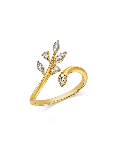 Bloomingdale's Fine Collection Diamond Leaf Bypass Ring