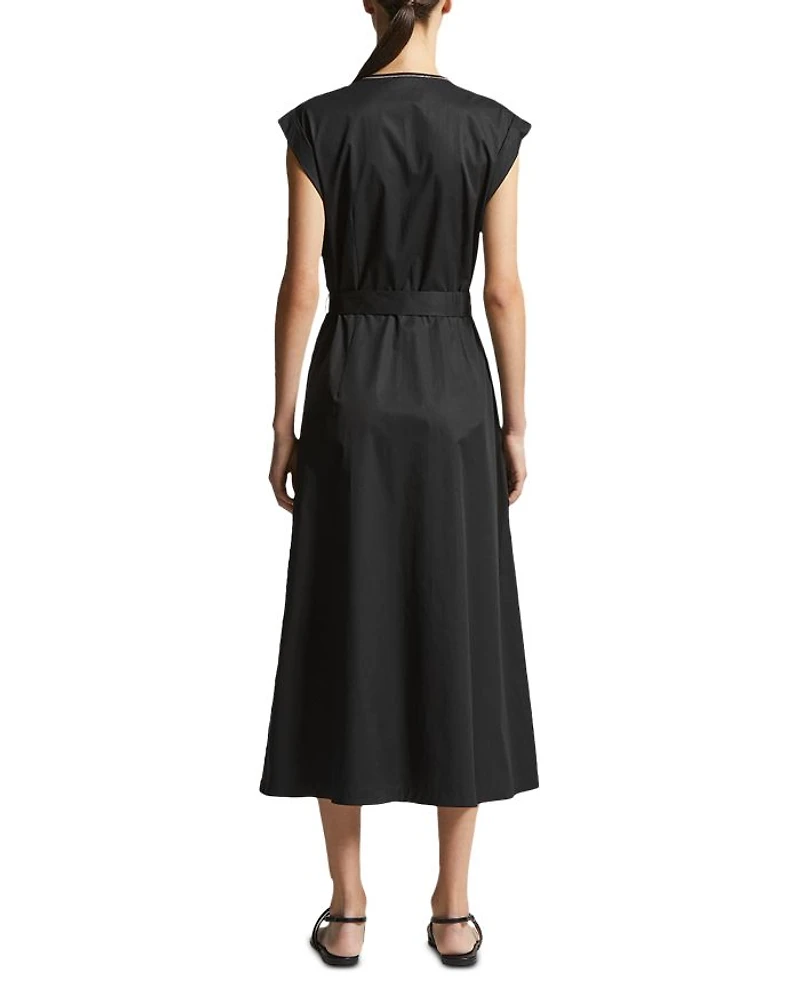 Belted Cap Sleeve Midi Dress