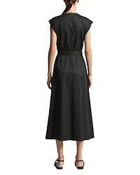 Belted Cap Sleeve Midi Dress