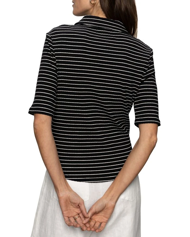 Ribbed Knit Button Front Shirt