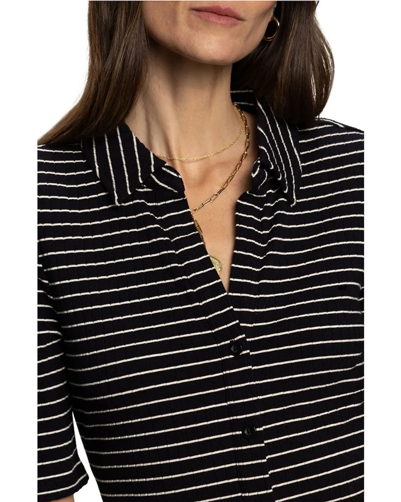 Ribbed Knit Button Front Shirt