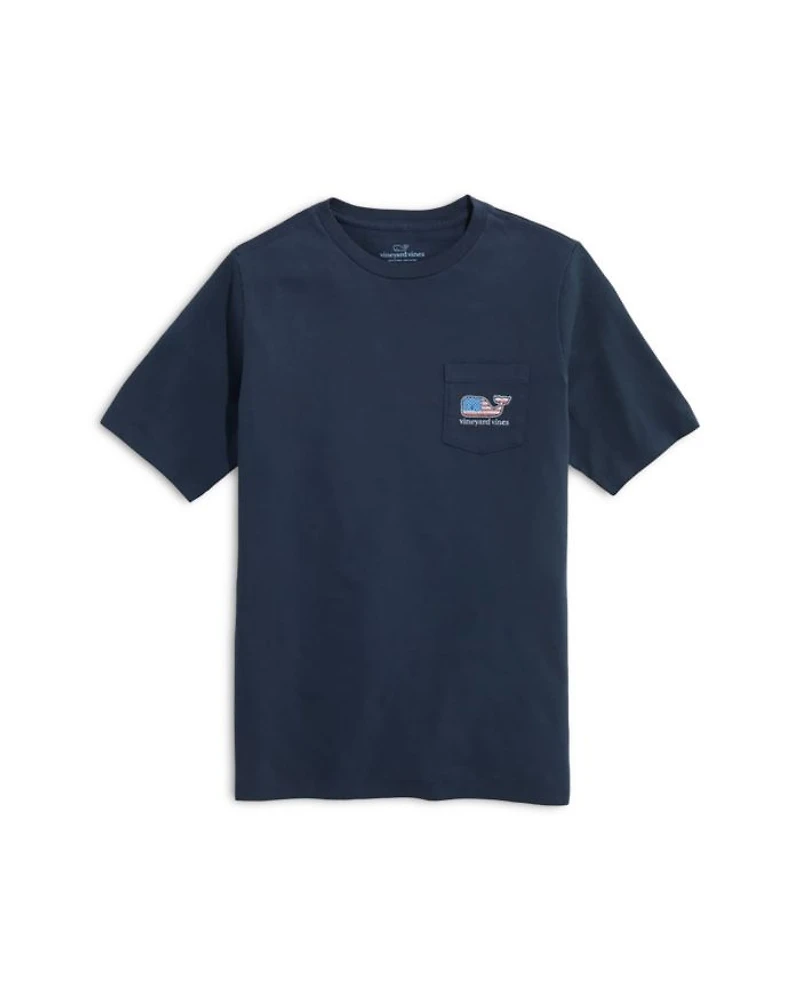 Boys' Cotton Flag Whale Logo Graphic Pocket Tee