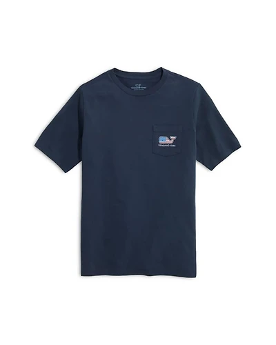 Boys' Cotton Flag Whale Logo Graphic Pocket Tee