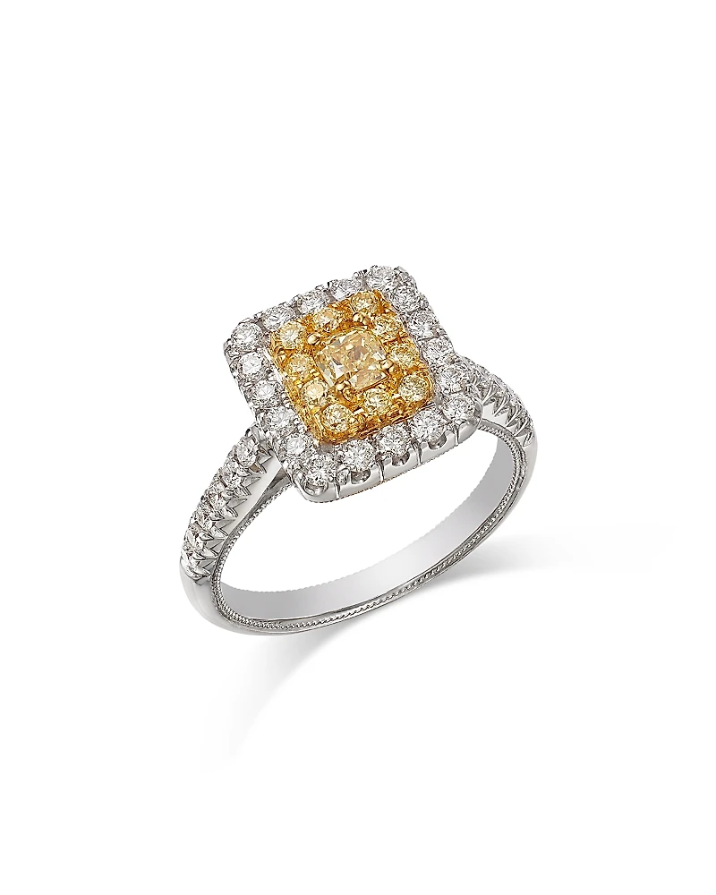 Bloomingdale's Fine Collection White & Yellow Diamond Cushion Square Halo Ring