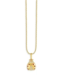 Sydney Evan 14K Yellow Gold Ruby & Diamond Ladybug Pendant Necklace, 18