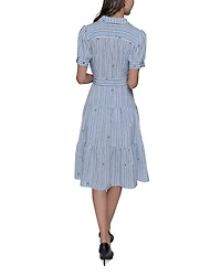 Striped Belted Shirt Dress