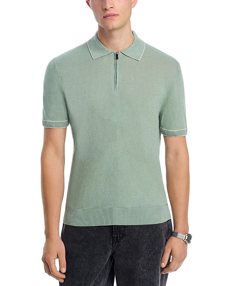 Boss Linen Blend Knit Polo Sweater