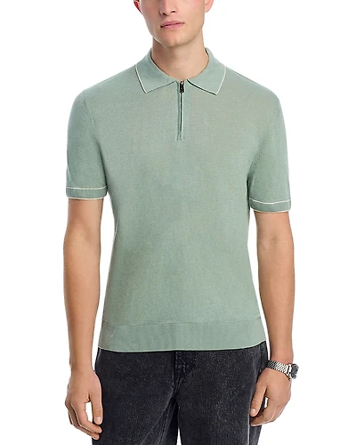 Boss Linen Blend Knit Polo Sweater