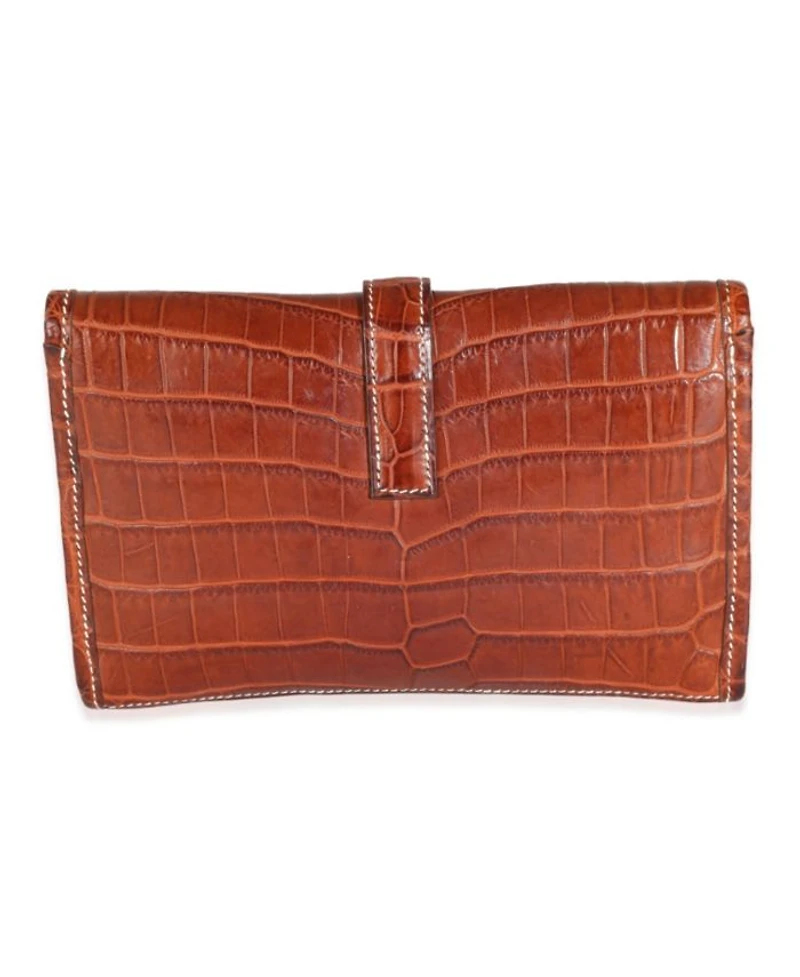 Fauve Crocodile Niloticus Lisse Jige Clutch Exotic Handbag