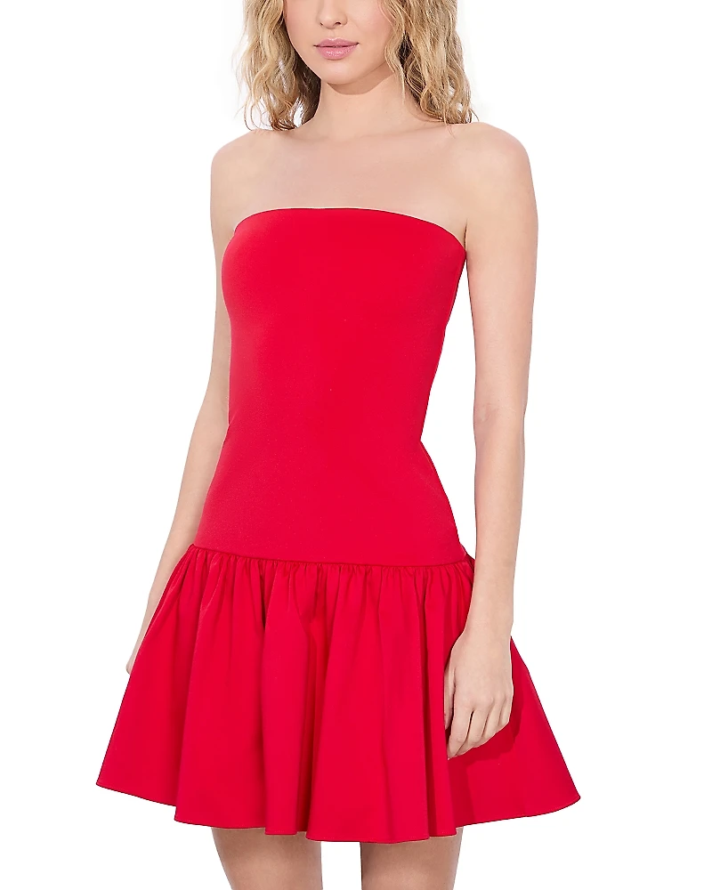 Alice and Olivia Oriana Strapless Drop Waist Mini Dress
