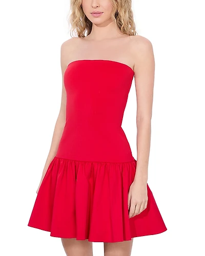 Alice and Olivia Oriana Strapless Drop Waist Mini Dress