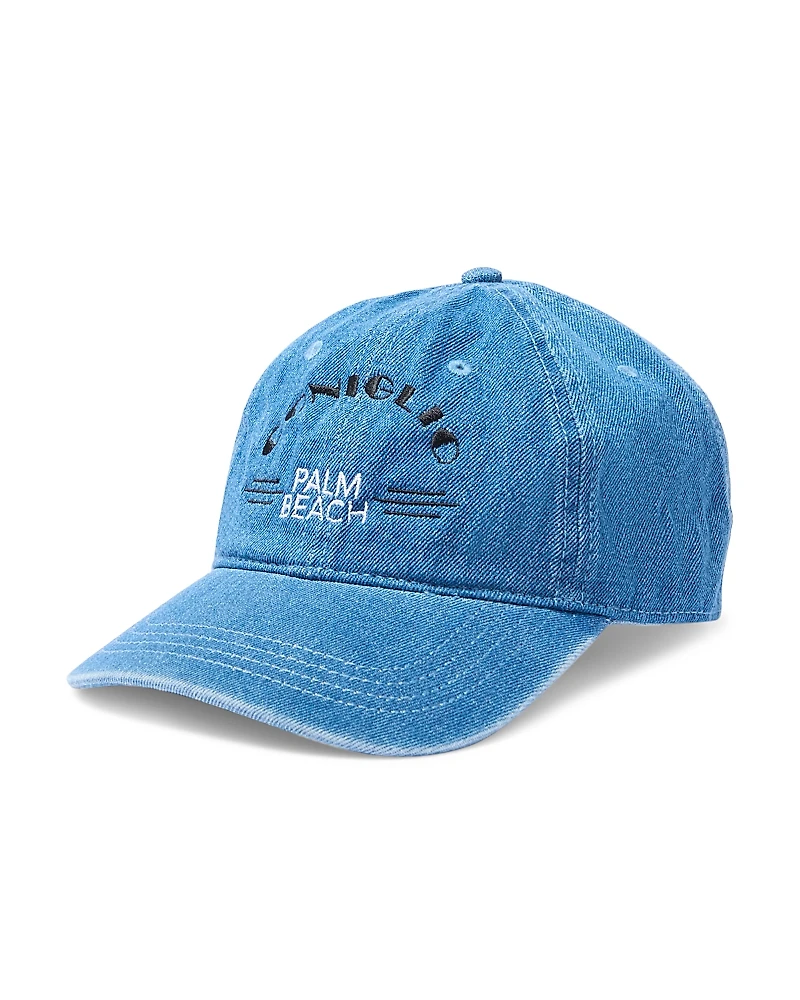 Coniglio Palm Beach Denim Embroidered Ball Cap