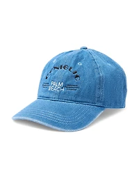 Coniglio Palm Beach Denim Embroidered Ball Cap