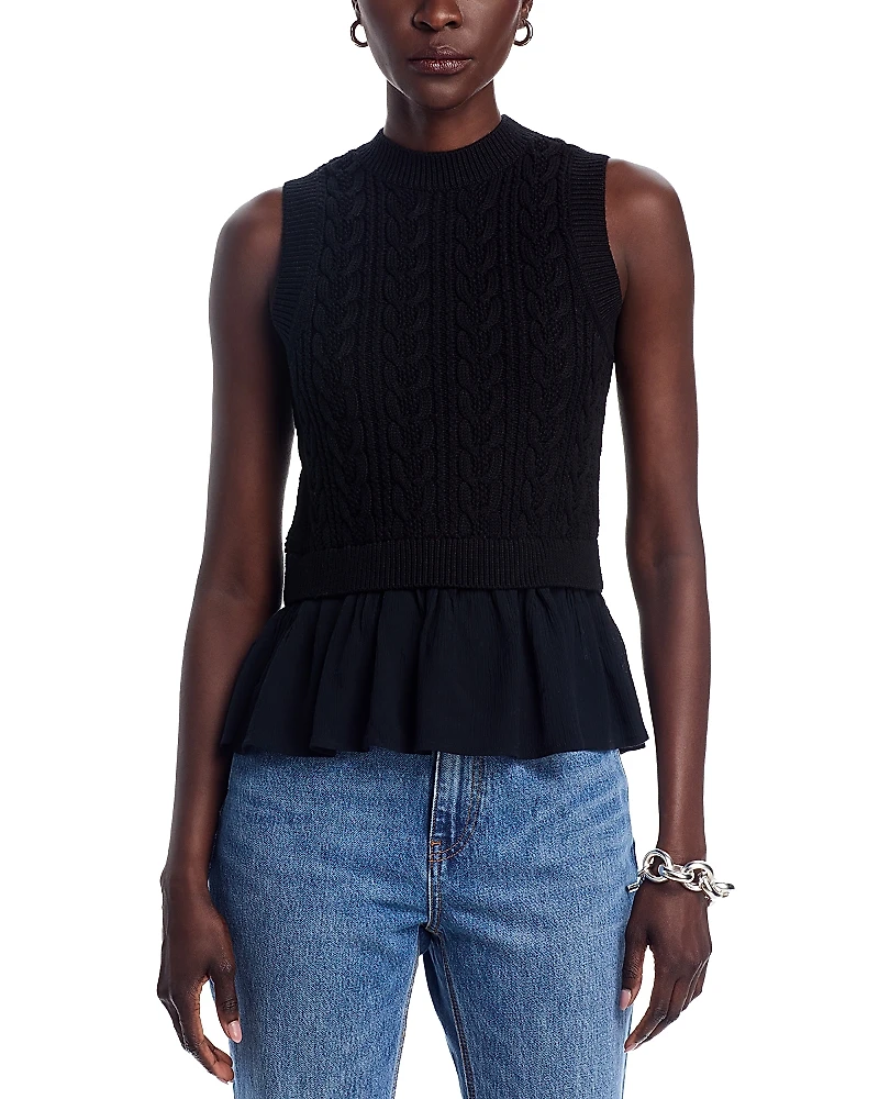 525 Camilia Mixed Media Cable Tank Top