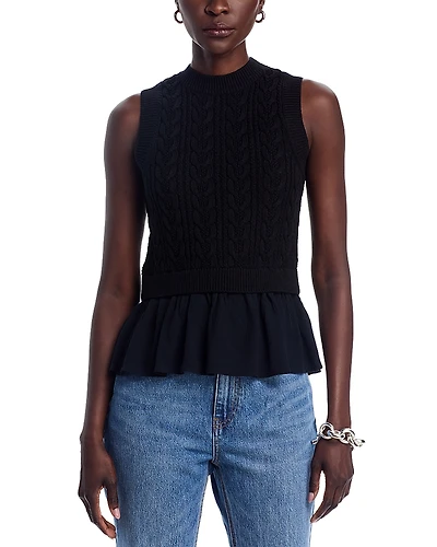 525 Camilia Mixed Media Cable Tank Top