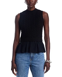 525 Camilia Mixed Media Cable Tank Top