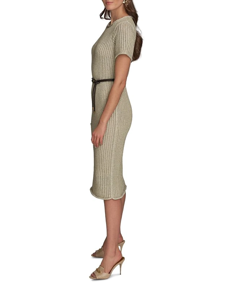 Cord Belt Sweater Dress